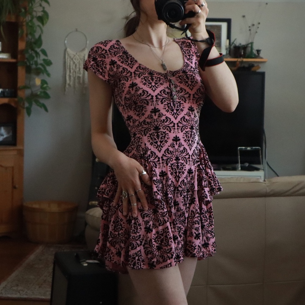 Pink ruffled mini dress